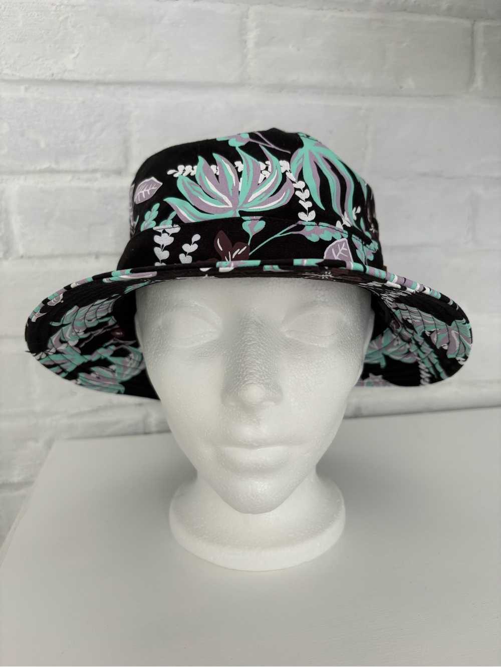 Vans Black Floral Bucket Hat with Mint & Lavender Accents - Picture 2 of 10